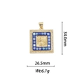 Dimensions d'un pendentif croix carrée plaqué or 18k avec incrustation en nacre - Style Croix Carrée - Nacre Bleue (DZ361)