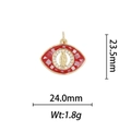 Détail du pendentif mauvais œil plaqué or 18k avec la Vierge Marie et des zircons - Vierge Marie Forme Œil - Émail Rouge (DZ364)