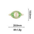 Détail du connecteur de bijoux œil maléfique plaqué or 18k avec icône de la Vierge - Lien Vierge Marie Forme Œil - Carreaux Verts (DZ365)