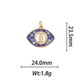 Vue détaillée du pendentif religieux avec dimensions de 23,5 mm par 24,0 mm - Vierge Marie Forme Œil - Mosaïque Violet Bleu (DZ367)