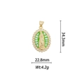 Détail macro du pendentif Guadalupe avec émail vert et placage en or 18 carats - Pendentif Notre-Dame De Guadalupe En Émail Vert (DZ319)