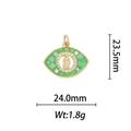 Détail du pendentif œil Vierge Marie plaqué or 18 carats avec émail vert et zircons - Vierge Marie Forme Œil - Mosaïque Verte (DZ370)
