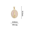 Détail du pendentif ovale Vierge Marie plaqué or 18k avec mosaïque rose et cristaux - Pendentif Vierge Marie Mosaïque Rose (DZ321)
