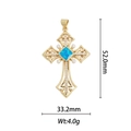 Détail d'un pendentif croix vintage doré avec opale bleue et accents de perles - Croix Vintage - Opale Bleue (DZ371)
