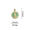 Detail of 18k gold-plated Virgin Mary pendant with green enamel and measurements - Green Enamel Round Virgin Mary Pendant (DZ324)