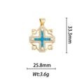 Détail du pendentif croix plaqué or 18 carats avec opale bleue et petites perles et diamants - Croix Creuse - Opale Bleu Vif (DZ374)