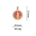 Macro detail of gold-plated Virgin Mary pendant with red mosaic and zircon border - Red Mosaic Round Virgin Mary Pendant (DZ326)