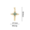 Détail du pendentif croix plaqué or 18k avec perles et incrustation turquoise - Croix Perle - Minerai Vert Bleu (DZ376)