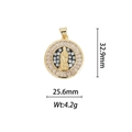 Detail view of 18k gold plated Virgin Mary pendant with dimensions 32.9mm and zircons - Black White Grid Mosaic Round Virgin Mary Pendant (DZ327)