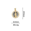 Detail view of 18k gold plated Virgin Mary pendant with mosaic inlay and white zircons - Black White Mosaic Round Virgin Mary Pendant (DZ328)