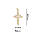 Détail d'un pendentif croix plaqué or 18k avec perles blanches et incrustation d'opale - Croix Perle - Opale Blanche (DZ377)