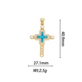 Dimensions du pendentif croix plaqué or 18k avec opale bleue et détails perles - Croix Perle - Opale Bleu Vif (DZ378)