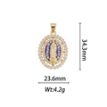 Detailed view of 18k gold plated Virgin Mary pendant with blue enamel and cubic zirconia - Blue Enamel Oval Virgin Mary Pendant (DZ331)
