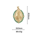 Detailed macro view of 18k gold plated Virgin Mary pendant with green agate beads - Green Agate-Look Beaded Virgin Mary Pendant (DZ338)