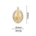 Detailed size view of an 18k gold plated Virgin Mary pendant with purple beads - Light Purple Beaded Oval Virgin Mary Pendant (DZ340)