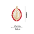 Close-up of 18k gold-plated Virgin Mary pendant with red beads and iridescent shell - Red Faceted Beaded Mother Of Pearl Virgin Mary Pendant (DZ341)