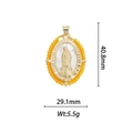 Macro shot of 18k gold plated Virgin Mary pendant with dimensions 40.8mm and 5.5g weight - Orange Transparent Beaded Mother Of Pearl Virgin Mary Pendant (DZ342)