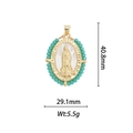 Detailed view of Virgin Mary 18k gold plated pendant with size marks 40.8x29.1mm - Turquoise Beaded Mother Of Pearl Virgin Mary Pendant (DZ344)
