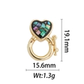 Detailed view of 18k gold plated heart pendant with rainbow shell inlay and 19.1mm size - Rainbow Heart Style (DZ286)