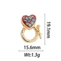 Detail showing 19.1mm gold plated heart clasp with colorful mosaic inlay for DIY jewelry - Red Heart Style (DZ287)