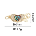 Detail of 18k gold plated heart charm with shell mosaic inlay and crystal accents - Long Heart Buckle Style (DZ289)