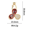 Vue détaillée des dimensions du pendentif fleur 30,8mm x 23,5mm avec poids 4,2g - Pendentif Fleur Trèfle Rouge (DZ293)