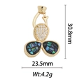 Dimensions détaillées du pendentif floral plaqué or 18k avec une hauteur de 30,8 mm - Pendentif Fleur Trèfle Noir (DZ294)