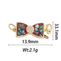 Fermoir bijoux en forme de nœud plaqué or 18k avec émail rouge et détails en coquillage - Style Boucle Nœud Rouge (DZ295)