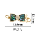 Vue détaillée du pendentif nœud plaqué or 18k avec incrustations et dimensions - Style Boucle Nœud Arc-en-ciel (DZ296)