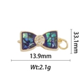 Détail macro du pendentif nœud plaqué or 18k avec incrustation nacre et dimensions - Style Boucle Nœud Violet (DZ297)
