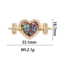 Vue détaillée du pendentif cœur doré de 18,7 mm avec marqueterie de nacre et zircons - Style Connecteur Cœur Rouge (DZ298)