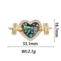 Détail d'un pendentif cœur en or 18 carats avec nacre colorée et cristaux - Style Connecteur Cœur Arc-en-ciel (DZ299)