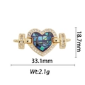 Détail du connecteur en forme de cœur plaqué or 18 carats avec nacre et zircons blancs - Style Connecteur Cœur Bleu-Vert (DZ300)