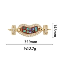 Détail du pendentif haricot plaqué or 18k avec zircons et incrustation arc-en-ciel - Style de Haricot Rouge (DZ305)