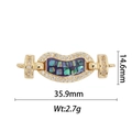 Vue macro du pendentif en or 18k avec incrustation de nacre et détails en zircon - Style de Haricot Violet (DZ306)