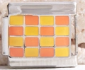 Maillon de charme italien avec motif en damier émaillé jaune et orange en acier inoxydable - Damier Jaune et Orange (MK-2308)