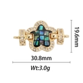 Détail du pendentif plaqué or 18k avec nacre d'abalone et dimensions du produit - Style de Fleur à Cinq Pétales Noir (DZ312)