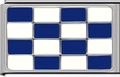 Maillon de bracelet italien en acier doré avec motif damier émail bleu et blanc - Patchwork Bleu et Blanc (MK-454)