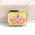 Modulo per bracciale in acciaio inossidabile con charm maschera in smalto colorato - Stile Maschera da Mascherata (MK-1136)