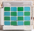 Maillon de bracelet italien avec émail en damier vert et bleu sur acier inoxydable - Patchwork Émeraude et Cyan (MK-2307)