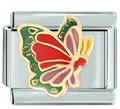 Maglia charm italiana con farfalla dorata e smalto colorato in acciaio inossidabile - Stile Farfalla Colorata (MK-15)