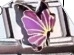 Maglia charm italiana con farfalla in smalto viola per bracciali modulari fai-da-te - Farfalla Sfumata Viola e Rosa (MK-17)