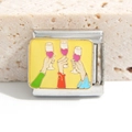 Maglia per bracciale italiano in acciaio inossidabile con smalto colorato brindisi - Stile Brindisi di Celebrazione (MK-1137)