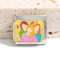 Charm italiano in acciaio inossidabile con figure in smalto colorato per bracciali DIY - Stile Figure di Festa (MK-1138)