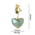 Colgante de cobre con circón en forma de corazón y piedras verdes sobre fondo blanco - Estilo Cereza Corazón Azul Verde Claro (DZM-3480)