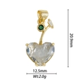 Colgante de cobre dorado con cristal en forma de corazón y piedra de circonio verde - Estilo Corazón Transparente (DZM-3481)