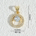 18K gold plated pendant with round zircon stones shown with measurements 14.4mm by 12.2mm - Round Style (DZM-3685)