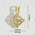 18K gold-plated star moon pendant with cubic zirconia and geometric floral pattern - Celtic Knot Style (DZM-3686)