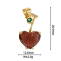 Détail du pendentif en forme de cœur doré avec gemme rouge et dimensions 20,9 mm - Style Cerise Cœur Rouge (DZM-3484)