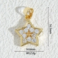 Detail view of 18K gold-plated star pendant with cubic zirconia for jewelry making - Star Style (DZM-3687)